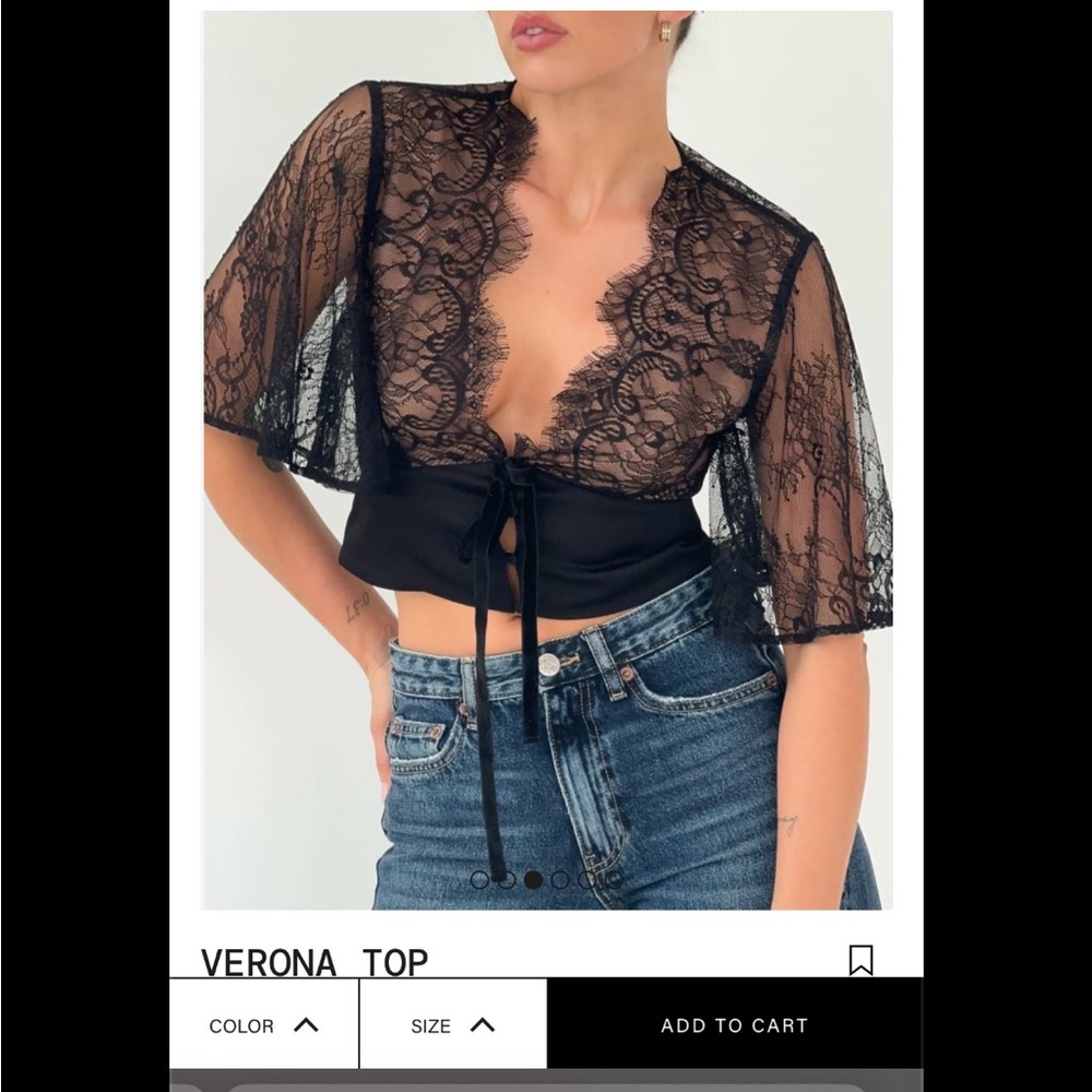 Versona Sheer Black Lace Crop Top